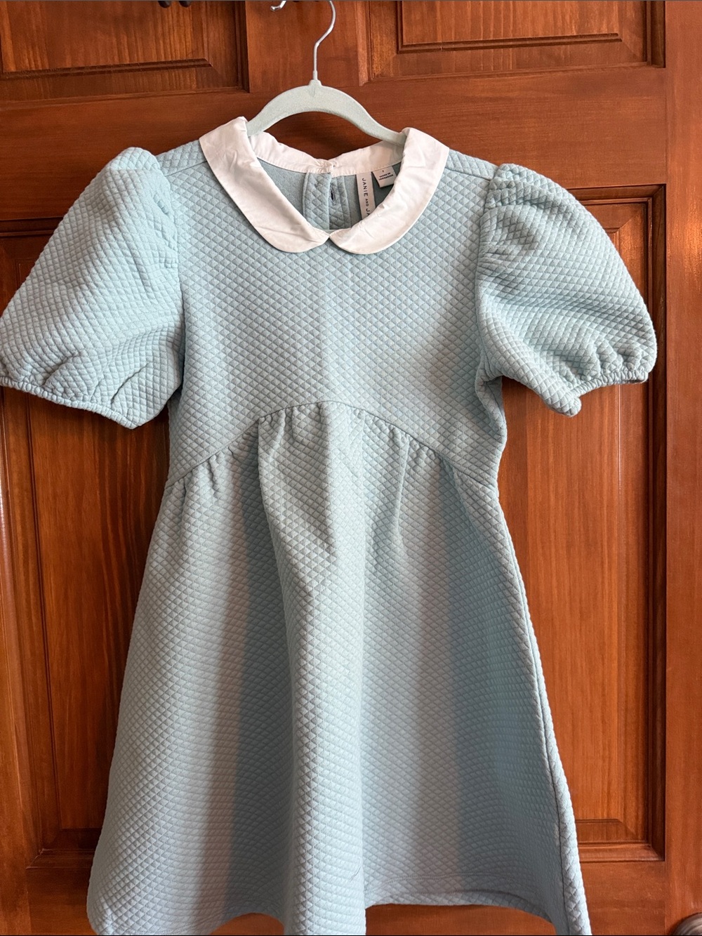 Janie and Jack Girls' Light Blue Peter Pan Collar Quilted Dress